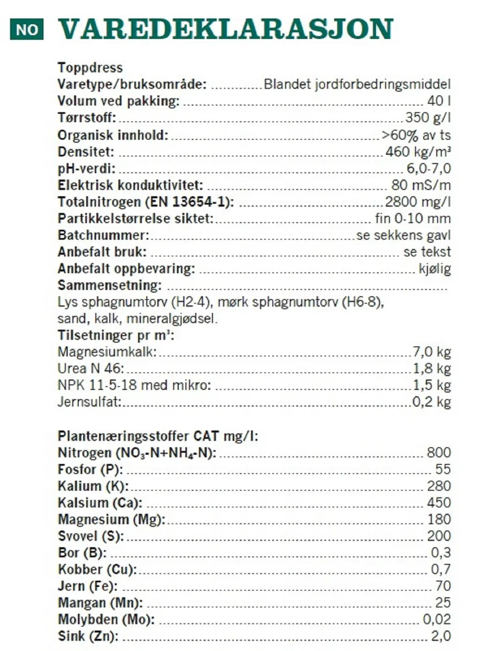 Top dressing 40L NO