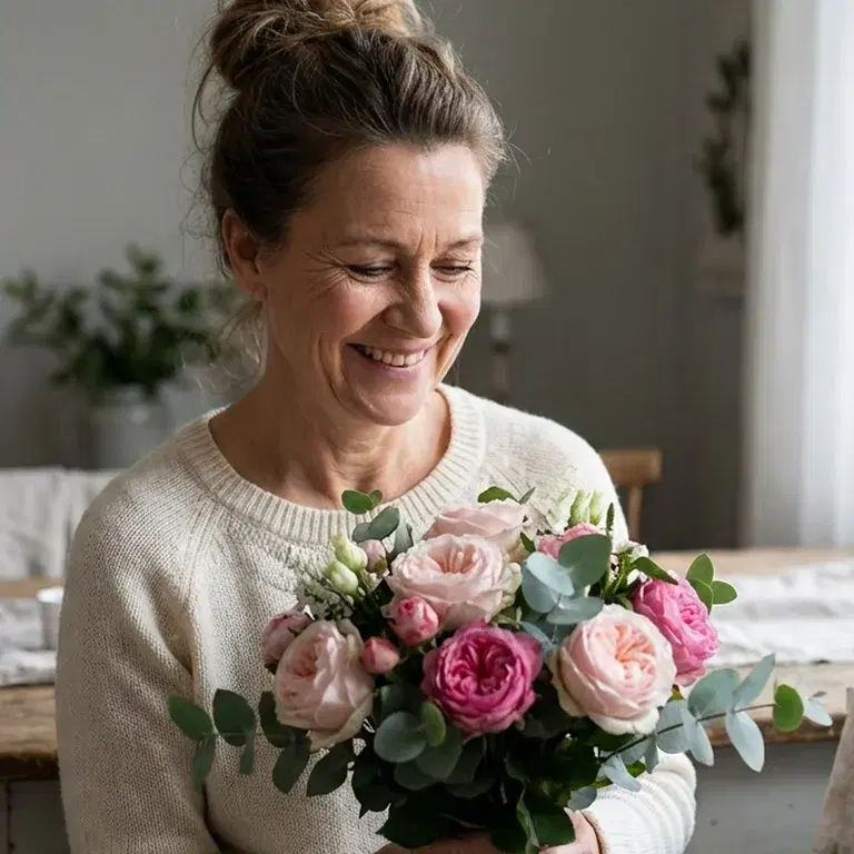 Feir mamma med blomster på morsdagen